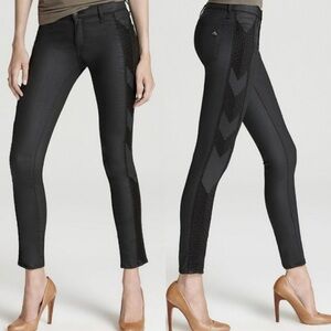 Rag & Bone Raja Shoreditch Waxed Low Rise Skinny Jeans Black Size 26